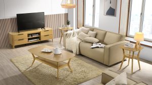 living room furniture set with light oak colour from manufacturer in Malaysia